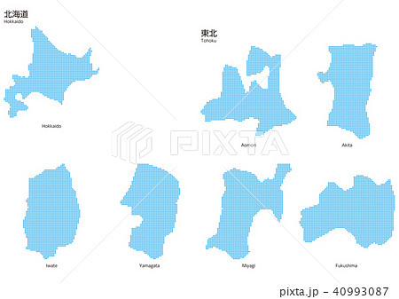 ベクター イラスト デザイン 地図 マップ 日本 北海道 東北 ドットのイラスト素材