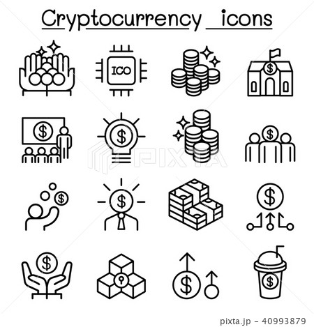 Cryptocurrency icon set in thin line style 40993879