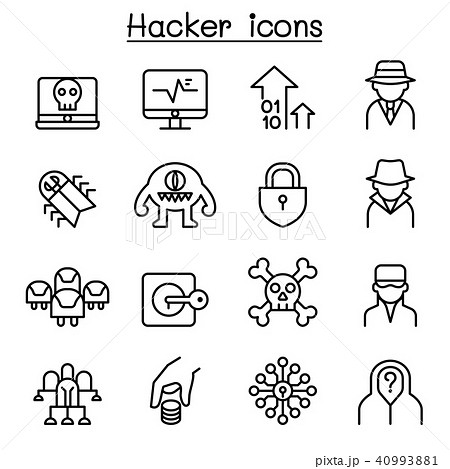 Hacker icon set in thin line style 40993881