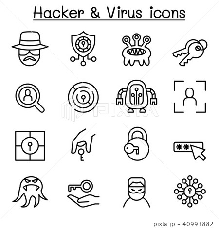 Hacker icon set in thin line style 40993882