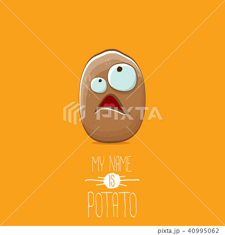 vector brown potato cartoon character isolated on orange background. My name is potato vector vector brown potato cartoon character isolated on orange background. My name is potato vector 40995062