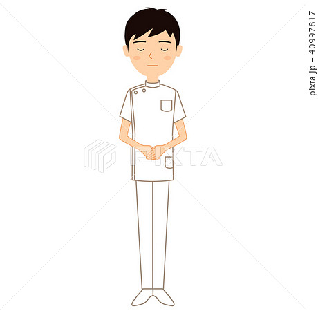 お詫びをする若い男性医療従事者のイラスト素材のイラスト素材
