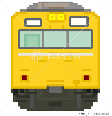 ドット絵風の通勤電車 103系高運転台atc 黄色 のイラスト素材