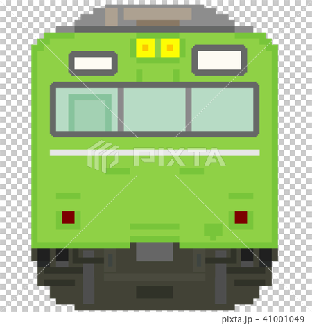 ドット絵風の通勤電車（103系高運転台ATC・黄緑色） 41001049