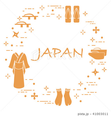 Traditional japanese clothing, shoes and shurikens 41003011