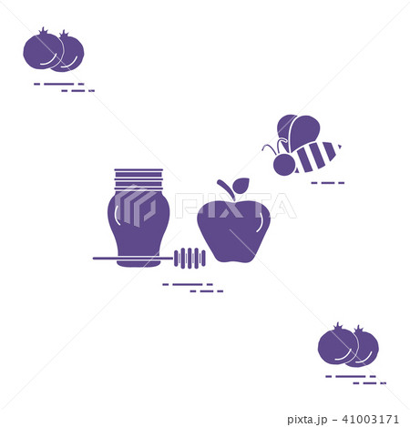 Apple in honey in Rosh Hashanah, pomegranate, bee 41003171