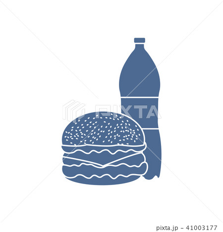 Burger and bottle of soda water 41003177