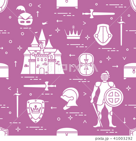 Pattern with knight, castle, swords and other Pattern with knight, castle, swords and other 41003292