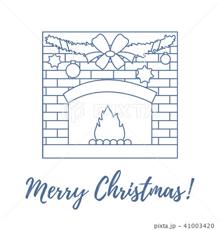 kindled fireplace, garland, Christmas balls and kindled fireplace, garland, Christmas balls and 41003420