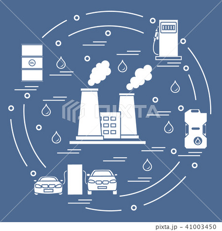 refinery plant with smoking chimneys, canister of 41003450