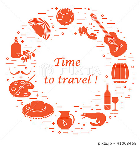 various symbols of Spain arranged in a circle various symbols of Spain arranged in a circle 41003468
