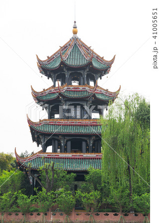 pagoda and trees against white sky pagoda and trees against white sky 41005651