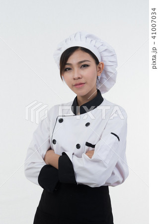 portrait of asia clef woman on white background 41007034