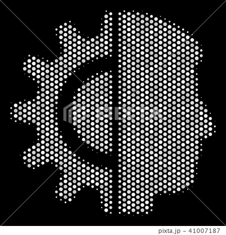 White Halftone Android Robotics Icon 41007187
