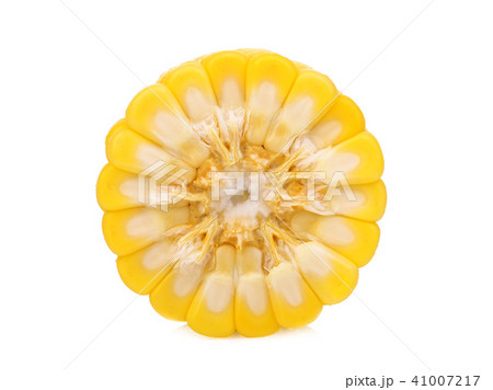 half cut of raw corn isolated on white background 41007217