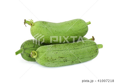 pile of fresh green sponge gourd or luffa isolated 41007218