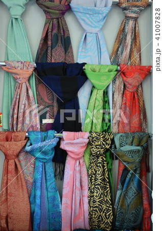 Sale of silk shawls at the Egyptian bazaar Sale of silk shawls at the Egyptian bazaar 41007828