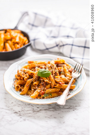 Italian food and pasta pene with bolognese sause  41008960