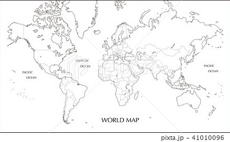 世界地図　メルカトル図法の白地図