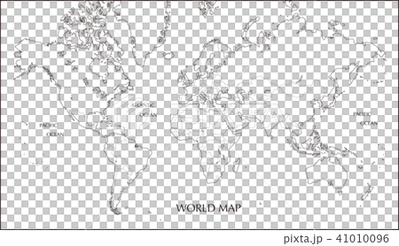 世界地図 メルカトル図法の白地図のイラスト素材