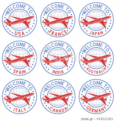 Welcome stamps with plane. Black set 41012101