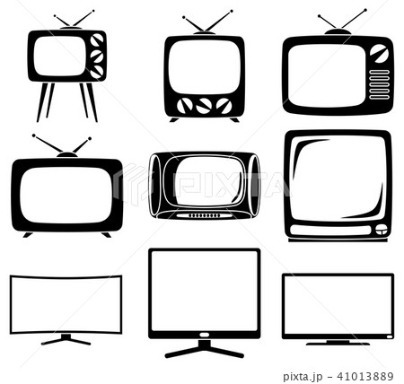 Black and white 9 element tv silhouette set 41013889