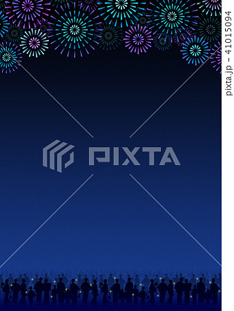 背景素材 花火大会 花火 花火大会 夏イメージ 群衆 41015094