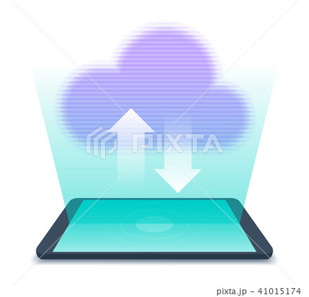 Tablet PC with hologram of data cloud. Tablet PC with hologram of data cloud. 41015174