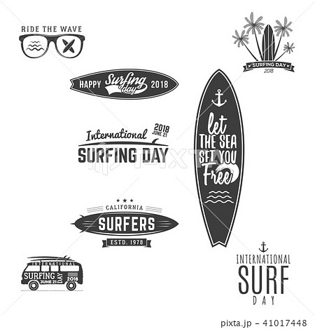 Vintage Surfing Graphics And Emblems For Web のイラスト素材