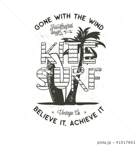Vintage hand drawn windsurfing, kitesurfing tee graphic design. Summer travel t shirt. poster Vintage hand drawn windsurfing, kitesurfing tee graphic design. Summer travel t shirt. poster 41017601