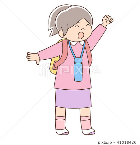 幼児5歳女の子 ハイキングのイラスト素材