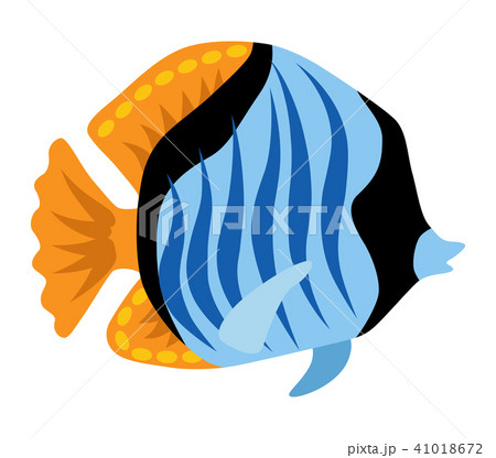 熱帯魚 青ベース クリップアートのイラスト素材