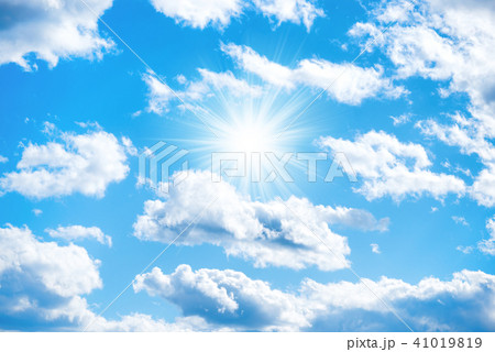 Sun and clouds on blue sky Sun and clouds on blue sky 41019819
