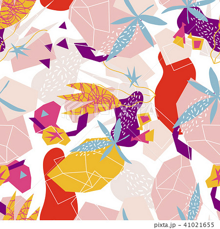 Abstract floral elements paper collage.Vector illustration hand drawn. 41021655