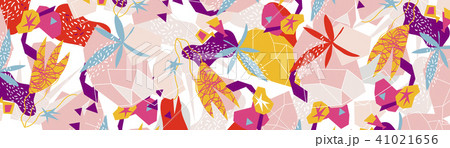 Abstract floral elements paper collage.Vector illustration hand drawn. 41021656