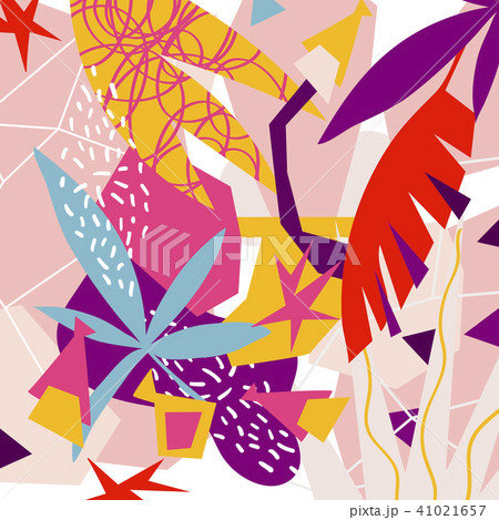 Abstract floral elements paper collage.Vector illustration hand drawn. 41021657