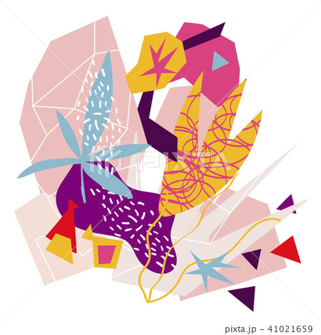 Abstract floral elements paper collage.Vector illustration hand drawn. 41021659