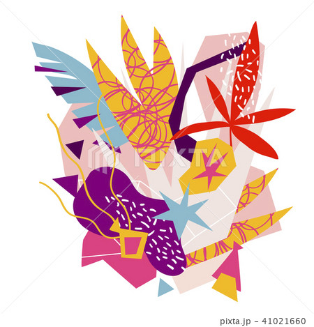 Abstract floral elements paper collage.Vector illustration hand drawn. 41021660
