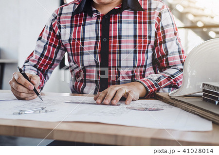 Construction concept, Hands of architect or engineer working for 41028014