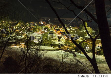 岐阜　白川郷の萩町城跡からの夜景 41031196