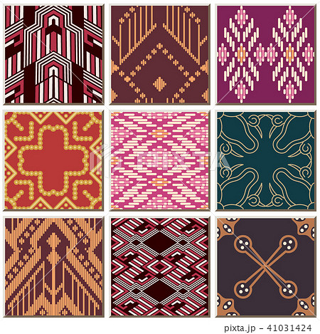 Oriental antique retro ceramic tile pattern set 41031424