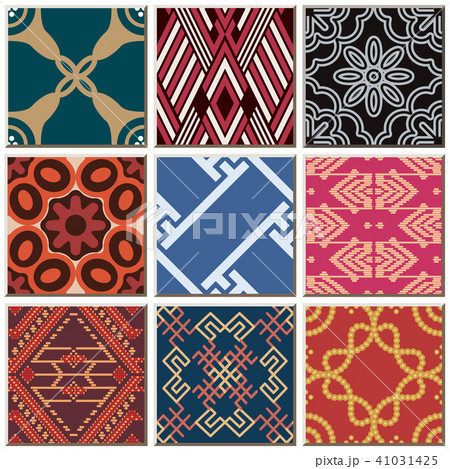 Oriental antique retro ceramic tile pattern set 41031425