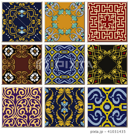 Oriental antique retro ceramic tile pattern set 41031435