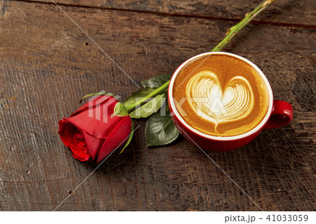 cappuccino with red rose cappuccino with red rose 41033059