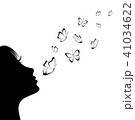 Girl blowing on butterflies. Silhouette. 41034622
