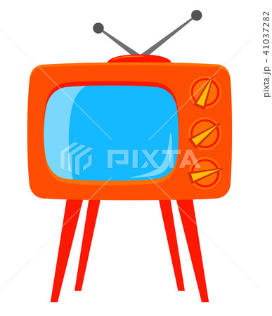 Colorful cartoon retro tv on high stand 41037282