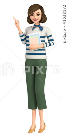 3d イラスト 普段着の女性が書類を抱えているのイラスト素材 3d イラスト 普段着の女性が書類を抱えているのイラスト素材