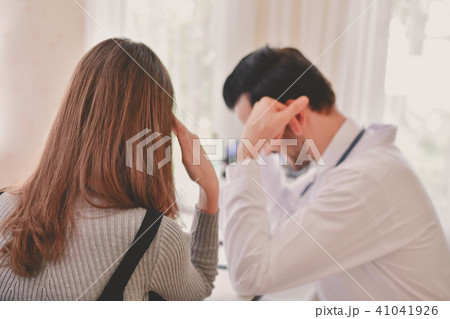 Terrible medical concept. Patients stressful in the doctor's dia 41041926