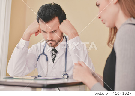 Terrible medical concept. Patients stressful in the doctor's dia Terrible medical concept. Patients stressful in the doctor's dia 41041927