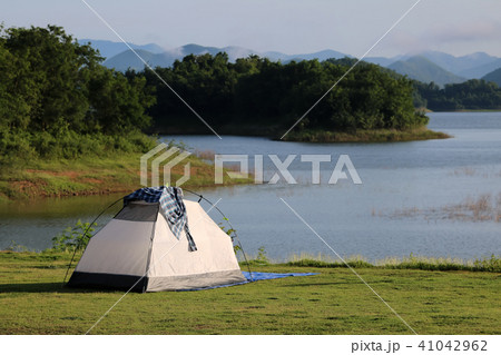 Campsite with beautiful green nature landscapes 41042962